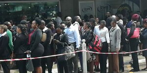 Hundreds of youth queue during an open employment drive by a city hotel on Saturday, May 26, 2018