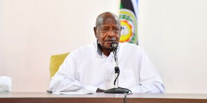 Uganda's President Yoweri Museveni during a meeting with IGAD leaders on Monday April 17, 2023