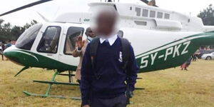 Parents take their form one student at Maranda High School in a helicopter, on August 3, 2021.