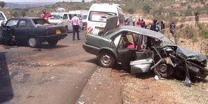 Carnage od a car involved in a road accident
