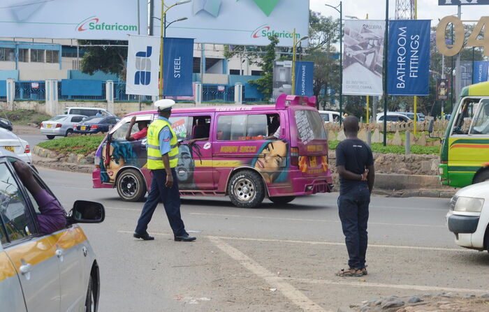 Traffic Police at Nyayo Stadium Round About , Nairobi. Monday, November 14, 2019
