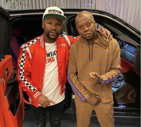 Floyd Mayweather pictured with media personality TBO Touch in South Africa in January class=