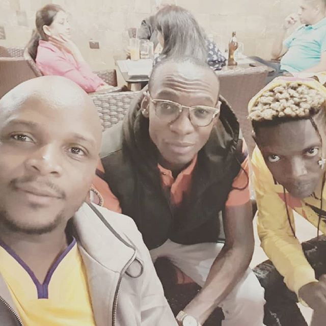 From left to right: Felix Odiwour (Jalang'o), Sande Bush (Dr. Ofweneke) and Fred Omondi in an Instagram post in February 2020