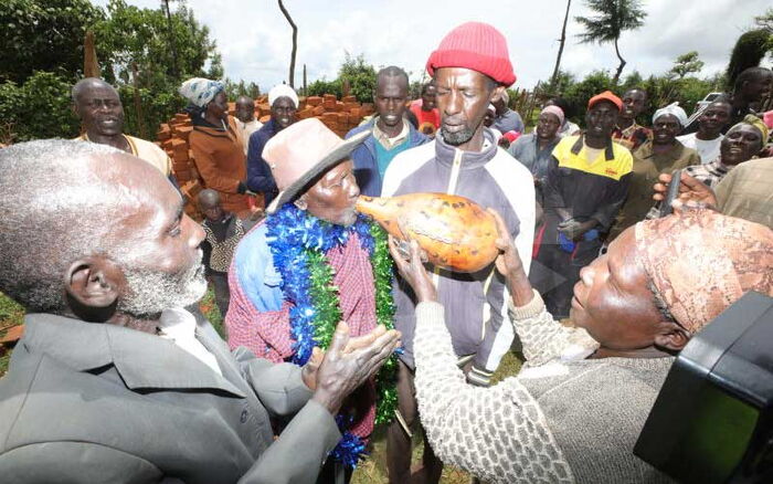 Joseph Chepkwony is received back home by family members and friends in Kasubwa village, Elgeyo Marakwet County.