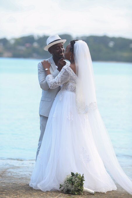 Nation journalist Eunice Kilonzo and Kenya National Chamber of Commerce and Industry (KNCCI) Nairobi director Jesse Muraya pose during their wedding on February 22, 2020 Photo: Twitter