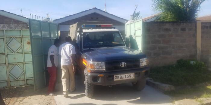 Police officers at the house of the late Sergeant Kipyegon Kenei, a police officer attached to Deputy President William Ruto's office, on Thursday, February 20, 2020