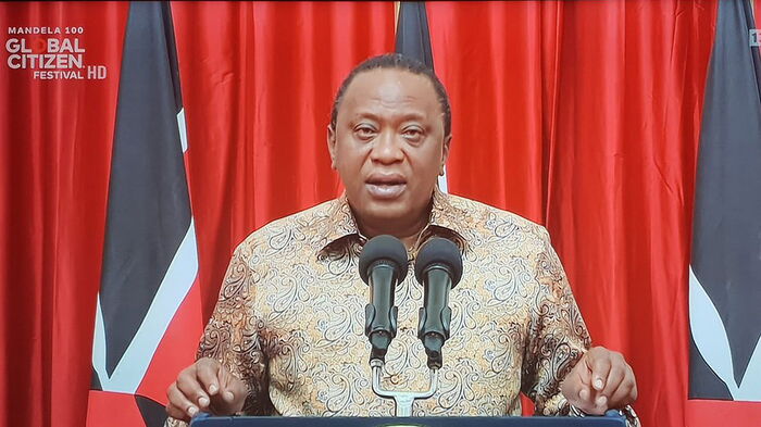 Uhuru addresses the South African Global Citizens Summit in South Africa via videolink on December 2, 2018.