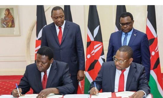 Governor Mike Mbuvi Sonko and Devolution Cabinet Secretary Eugene Wamalwa in concurrence with H.E President Uhuru Kenyatta, signed an agreement, handing over functions of the Nairobi County Government to the National Government on Tuesday, February 25, 2020