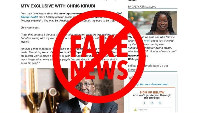 A screenshot of the fake investment scheme Kenyans have been warned about by billionaire Chris Kirubi.