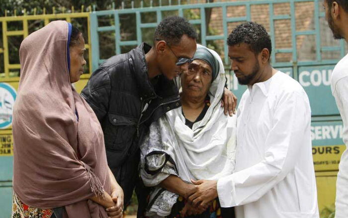 Relatives of the late Fathiya Nassir comforting her mother Mariam Ahmed (second right) at City Mortuary on Tuesday, March 3, 2020.