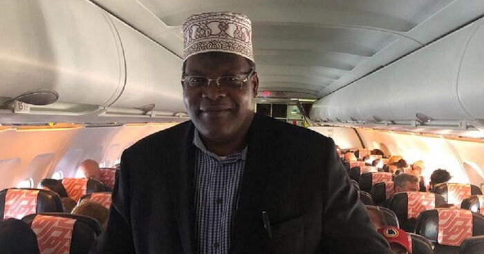 Embattled Lawyer Miguna Miguna aboard a plane in Germany on January 7, 2020, that was bound to Nairobi