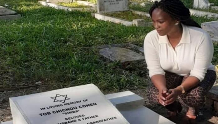 Sarah Cohen visits her husband's grave at the Jewish Cemetery located along Wangari Maathai Road, Nairobi, on Thursday afternoon, January 30