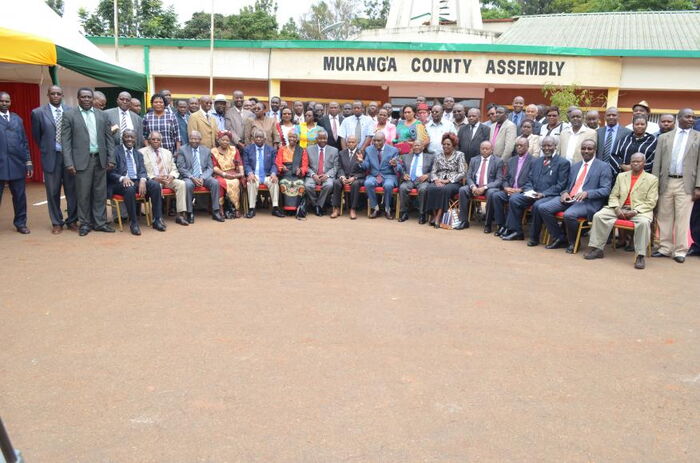 Murang'a County Assembly members. The MCAs rejected the Punguza Mizigo Bill