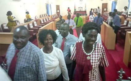 Turkana MCAs after passing the Punguza Mizigo bill on Thursday, October 17. Photo: Daily Nation.