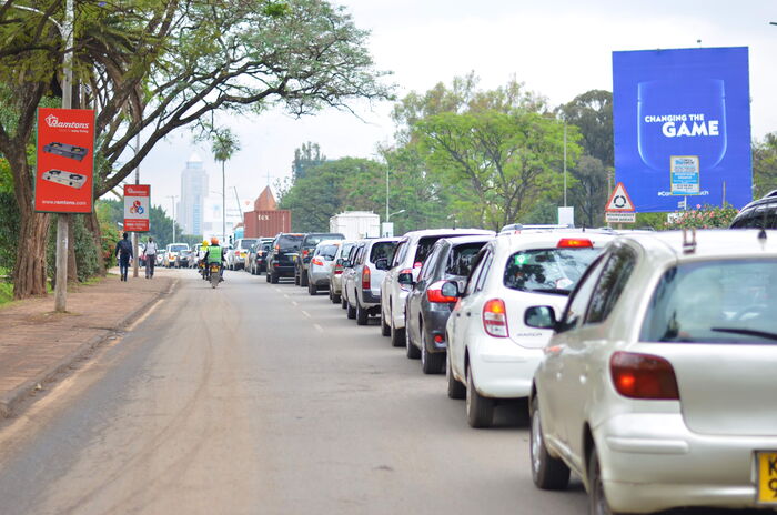 Cars stuck in traffic in Nairobi city