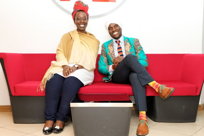 World Bank boss David Wachira (right) with Kenyans.co.ke Head of Campaigns Taaka Odera during the photoshoot in January 2020.