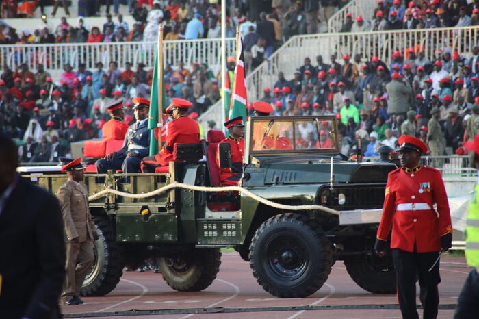 Gun carriage arrives at Nyayo Stadium for Daniel arap Moi's requiem mass PHOTO|SIMON KIRAGU|KENYANS.CO.KE