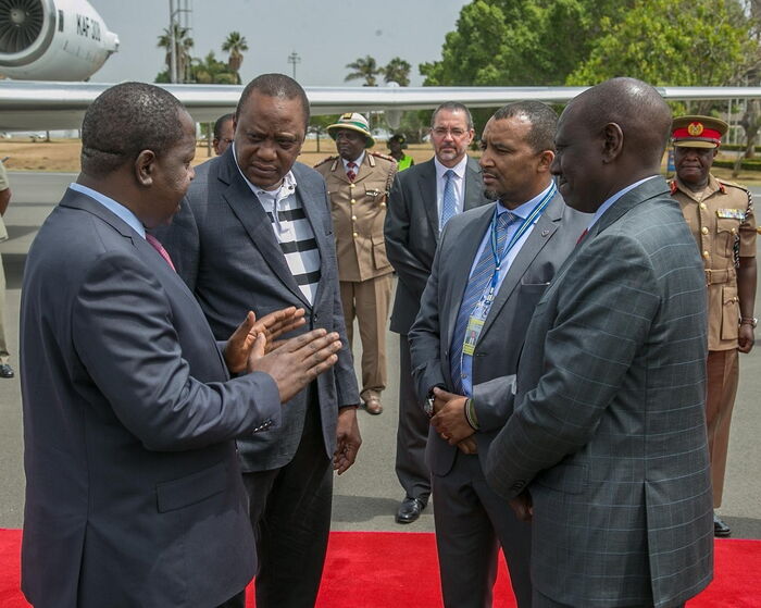 President Uhuru Kenyatta with Deputy President William Ruto, Interior CS Fred Matiang'i and other government officials