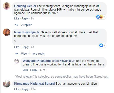 Other reactions to Moses Kuria's post of a photo of DP Ruto and he on Saturday, November 30, 2019