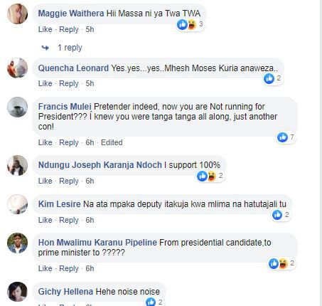 More reactions to Moses Kuria's post of a photo of DP Ruto and he on Saturday, November 30, 2019