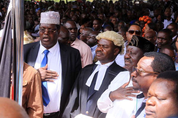 Miguna Miguna during the swearing of Raila Odinga in 2018