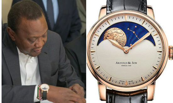 President Uhuru Kenyatta wearing an Arnold & Son HM Perpetual Moon watch