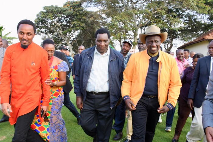 Kiambu sports CEC Karungo Thang'wa, speaker Stephen Ndichu and Deputy President William Ruto Kiambu sports CEC Karungo Thang'wa, speaker Stephen Ndichu and Deputy President William Ruto