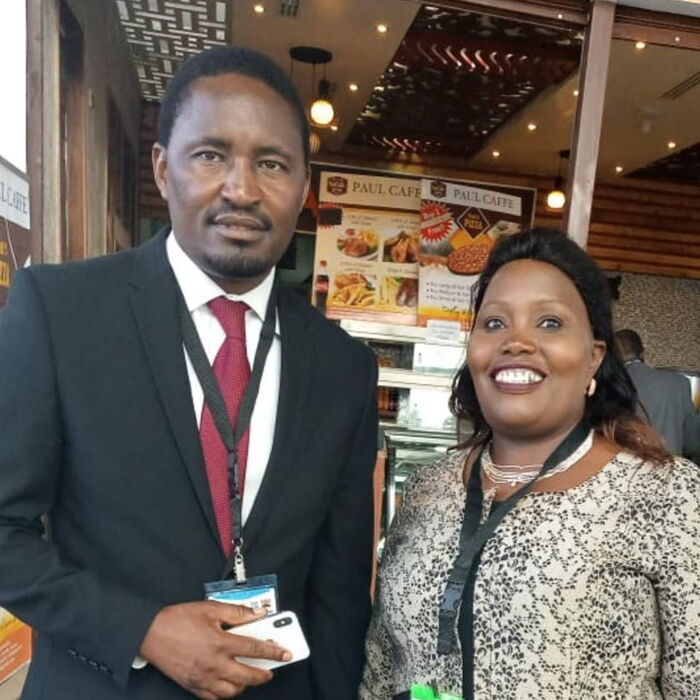 Kameme FM's Mercy Nungari with former Agriculture CS Mwangi Kiunjuri