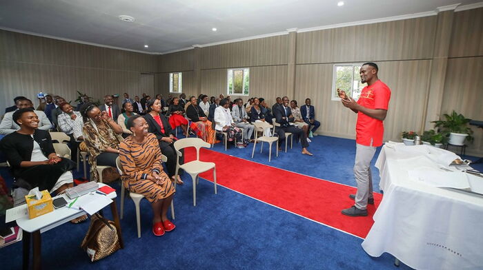Jubilee Party candidate for Kibra by-election McDonald speaking at the National Prayer Altar inside Deputy President William Ruto's official residence on Wednesday, October 30, 2019.