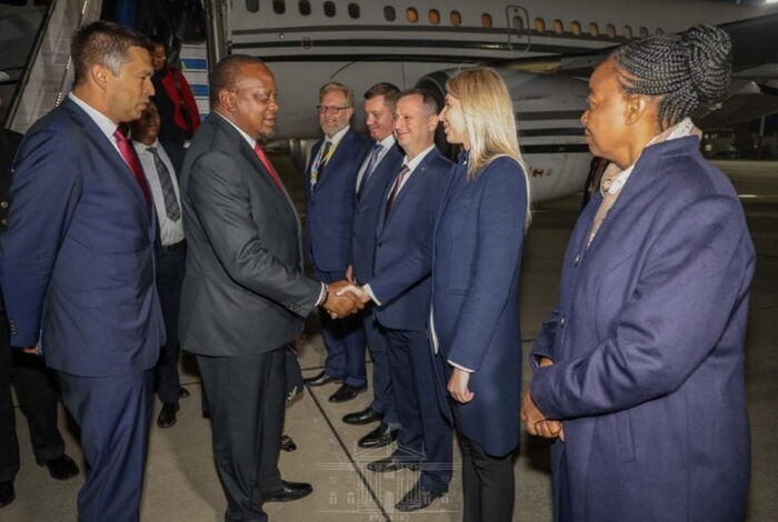 President Uhuru Kenyatta arrives at Sochi, Russia for the Russia-Africa summit on October 24