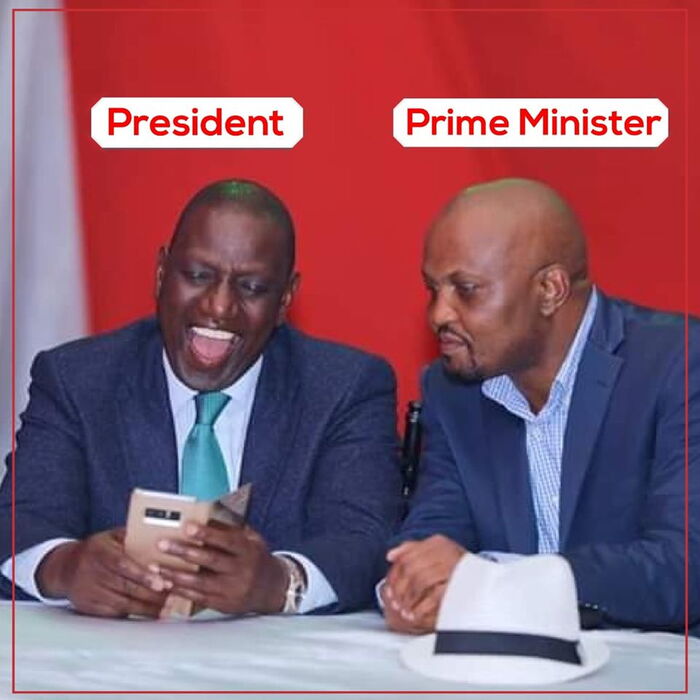 DP William Ruto with Gatundu South MP Moses Kuria. The posted sparked an uproar on Saturday, November 30, 2019