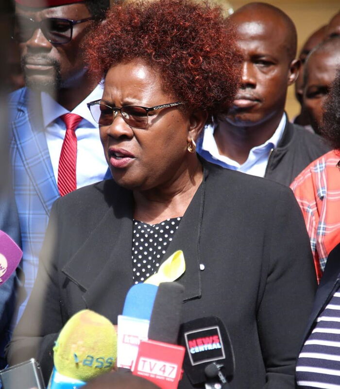 Kandara MP Alice Wahome address the media after representing Gatundu south MP Moses Kuria in court on Monday January 13