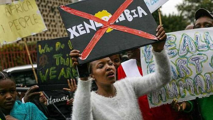 Image of Demonstrators in South Africa, protesting against Xenophobia