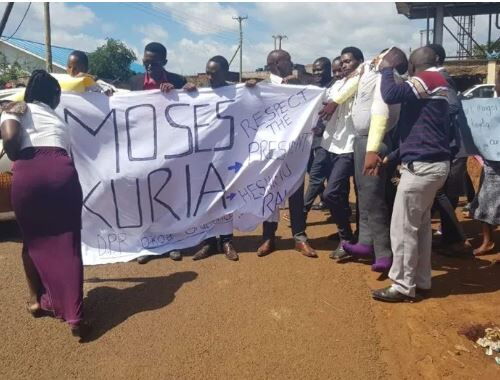 A section of Gatundu South residents demonstrate against area MP Moses Kuria on Wednesday, December 18, 2019