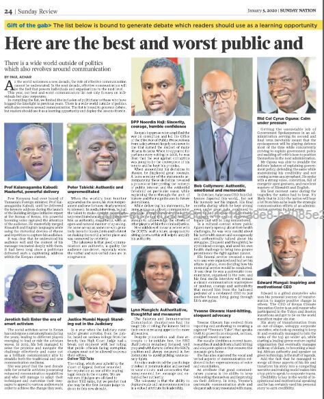 A screengrab of the Sunday Nation article published on January 5, 2020.