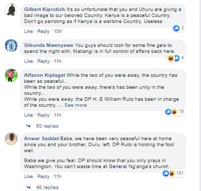 Reactions to Raila Odinga's trip to the US alongside with President Uhuru Kenyatta and Rosemary Odinga