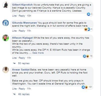 Reactions to Raila Odinga's trip to the US alongside with President Uhuru Kenyatta and Rosemary Odinga