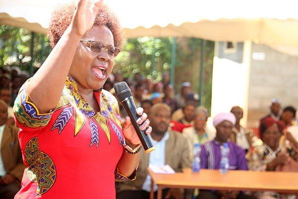 Kandara MP Alice Wahome speaks at a bursary issuing function on January 15, 2020, in Kandara Town, where she first stated that her life was in danger
