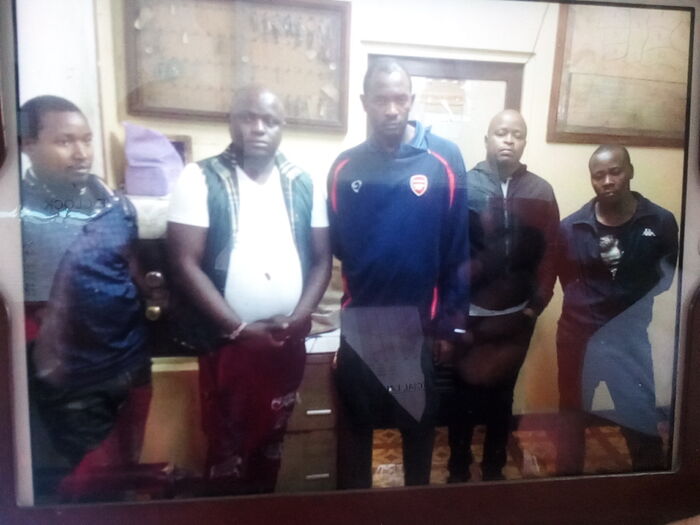 Suspects nabbed during the DCI's raid in Kamukunji on October 26, 2019.