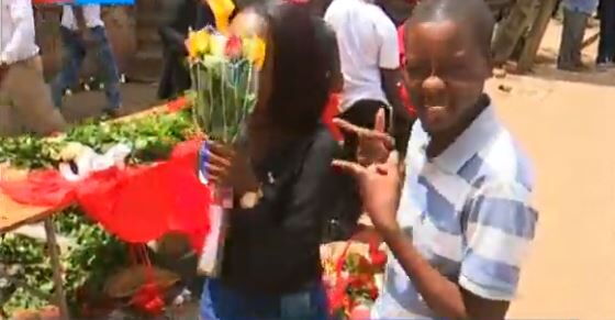 KTN News presenter Grace Kuria enjoys a light moment with co-anchor Timothy Otieno on Friday, February 14