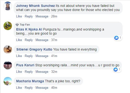 Comments by social media users to Babu Owino's post