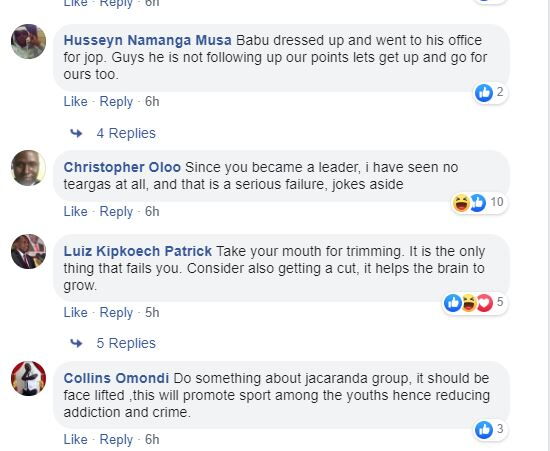More comments by Netizens on Babu Owino's post