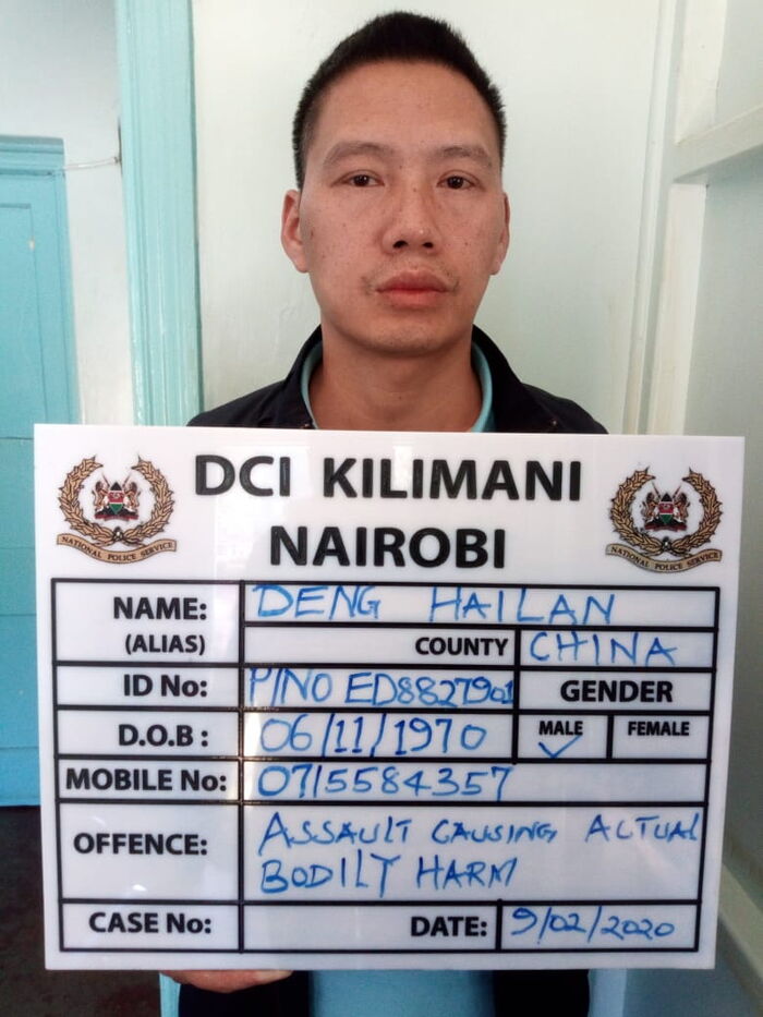 Deng Hailan, the suspect in the viral caning video at the DCI headquarters on Sunday, February 9.