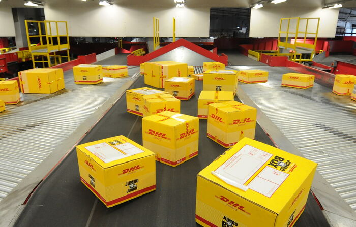 Boxes at DHL ready for distribution. Chris Kirubi ownsa section of  the Kenyan wing of that firm.