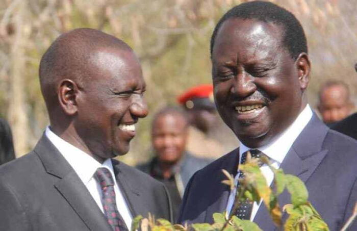 ODM leader Raila Odinga with Deputy President William Ruto. Manyora believes that Sonko can beat the two to State House in 2022