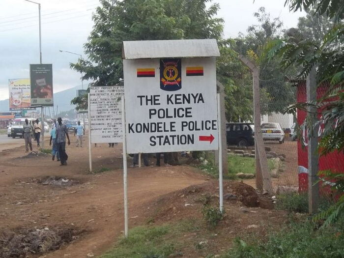 A photo of a signpost at the Kondele police station in Kisumu