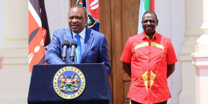 President Uhuru Kenyatta addressing the nation in a past address. Outgoing Auditor General Edward Ouko wants the constitution amended to create a Head of State separate from the head of government. 