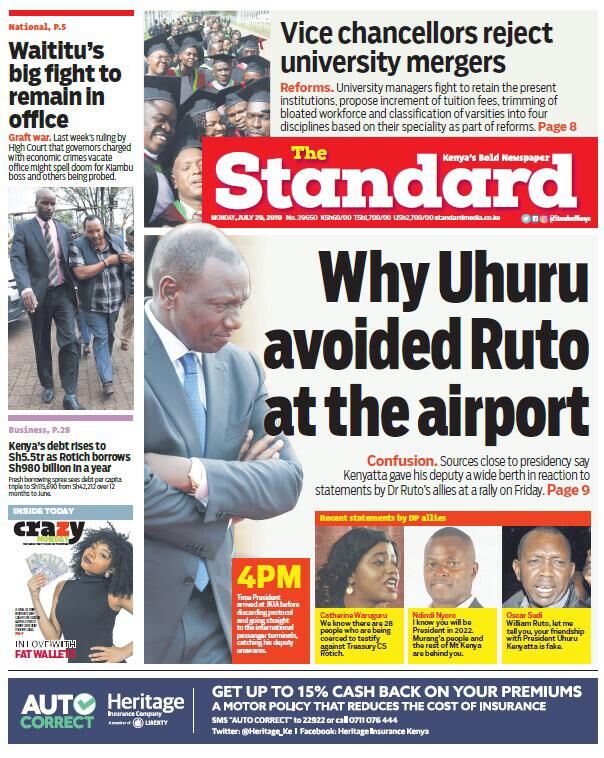 Ruto Blasts The Standard Newspaper Over Cover Story Kenyans Co Ke