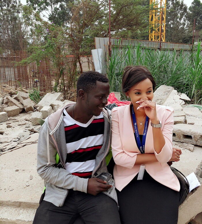 Doreen Majala pictured while covering the story on the demolition of Southend Mall along Lang’ata-Mbagathi Road on August 8, 2018.