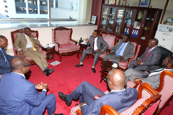 Governors discuss during the meeting at COG offices in Nairobi